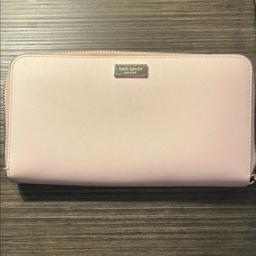 Kate Spade Pink Leather Wallet with Zip-Around Closure